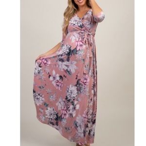 Pink Blush Floral Maternity Maxi
